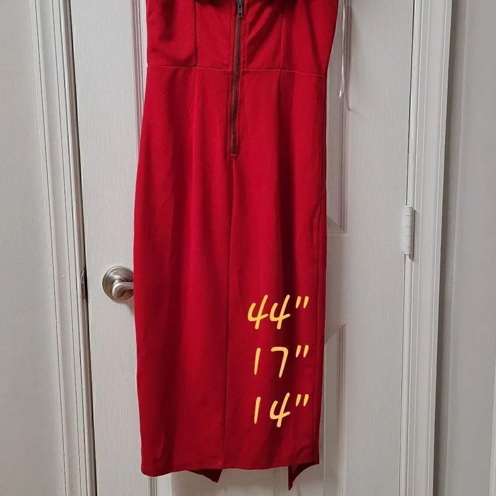 Hello Molly Red Ruffle Slit Dress 8 - Picture 3 of 9